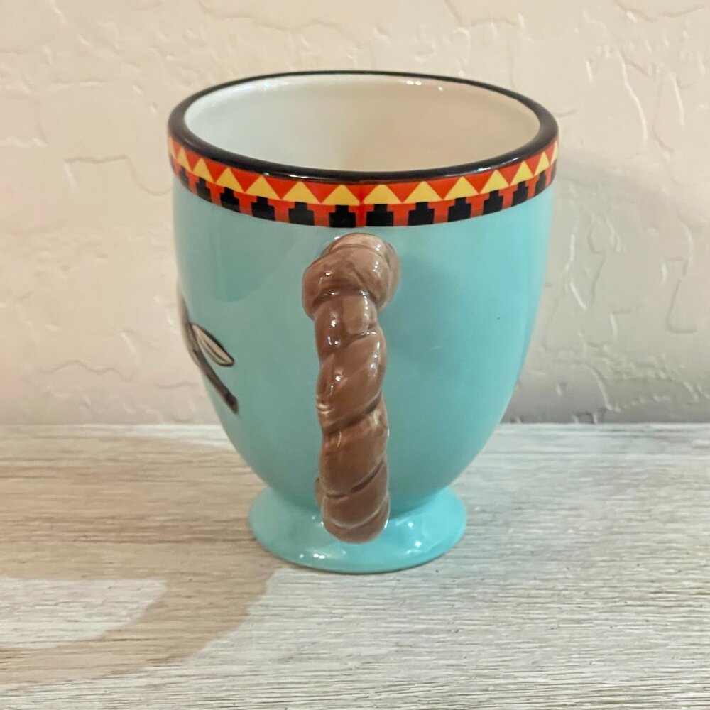 Cracker Barrel Mug Cup Blue Horse Pony Rope Handle Western Southwest Stoneware - Picture 4 of 6
